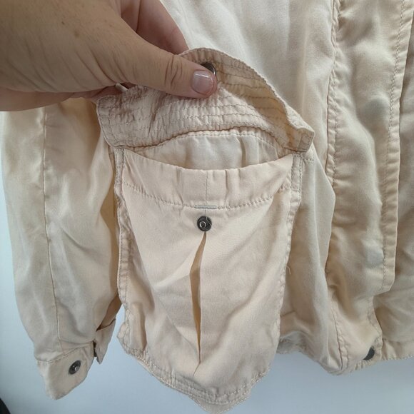 Gap Light Beige Safari Jacket Button Zip Travel Preppy Classic Womens Size Large - Picture 6 of 15
